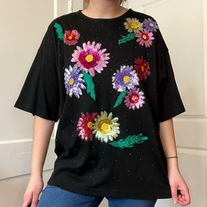 AMAZING Vintage Sequin Floral Tee Plus Size 3X